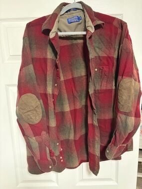 Pendleton Blue and Brown Wool Jacket with Plaid Accent